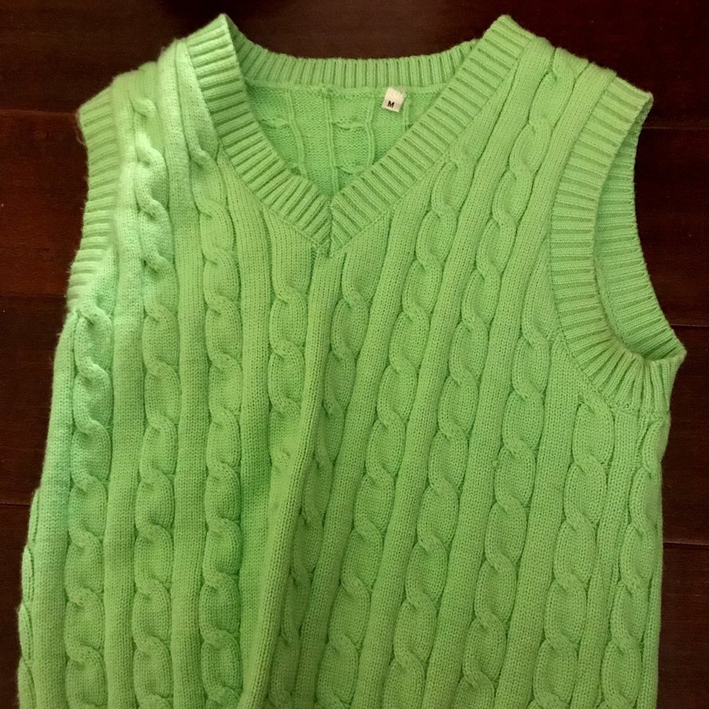 Sweater Vest Solid Color Preppy Style Sleeveless Crop Knit Vest